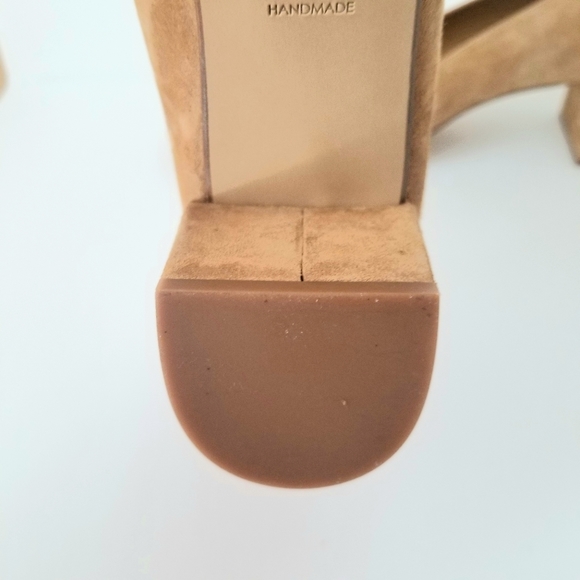 Margaux Heels Shoes 11N The Heel Handmade Caramel Suede Almond Toe Block Pump - Picture 13 of 16